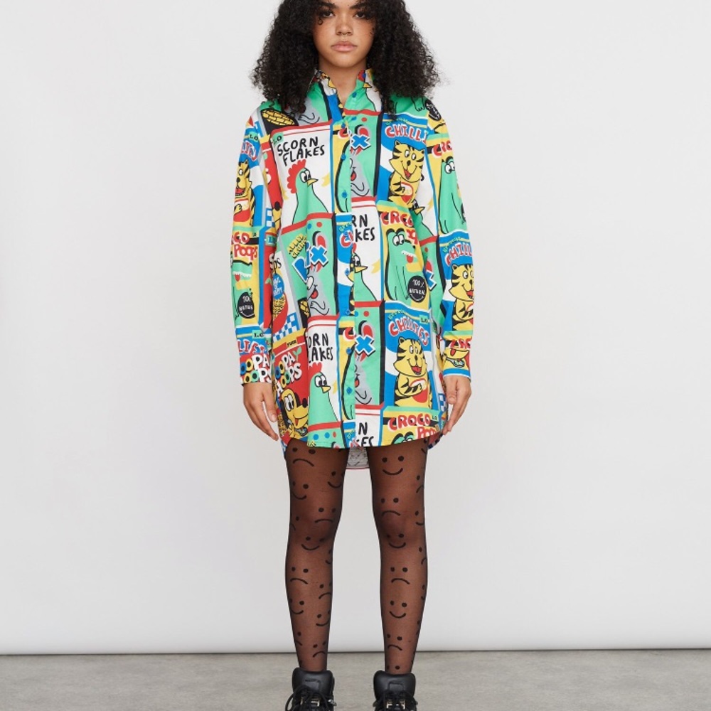 NWT Lazy Oaf Cereal Shirt Dress
